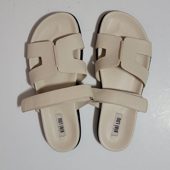 NEW Anthropologie Bibi Lou Cut Out Slide Sandals Womens 9.5 Old Money Minimalist - Picture 3 of 9